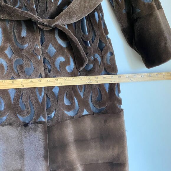 Vintage Sable Mink Fur Coat Full Length Women M Brown Belted Leather Luxury - Picture 8 of 15